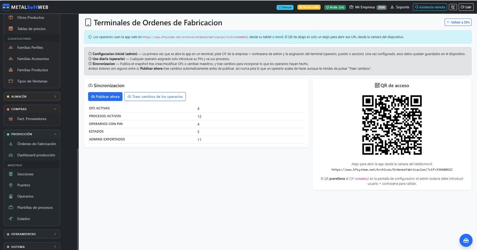 Terminales de órdenes de fabricación